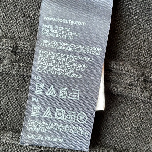 Tommy Hilfiger black logo cardigan zip up cable knit stretchy - Picture 9 of 10